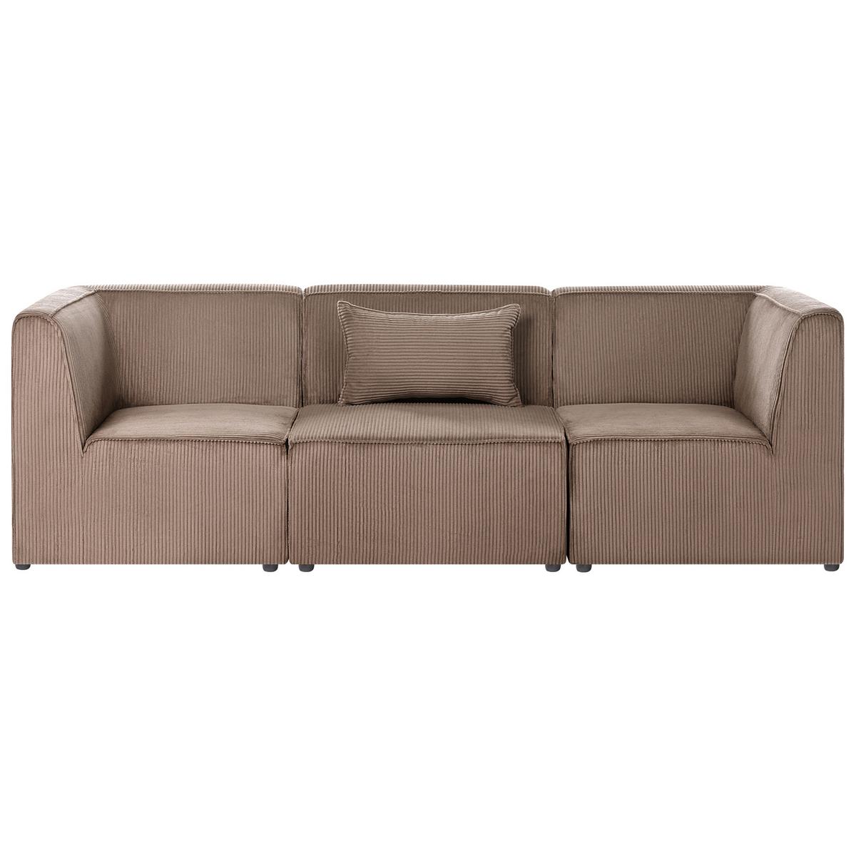 3-SITZER-MODULSOFA Sandbeige Cord Lemvig - Sandfarben, Textil (250/78/83cm) - Beliani