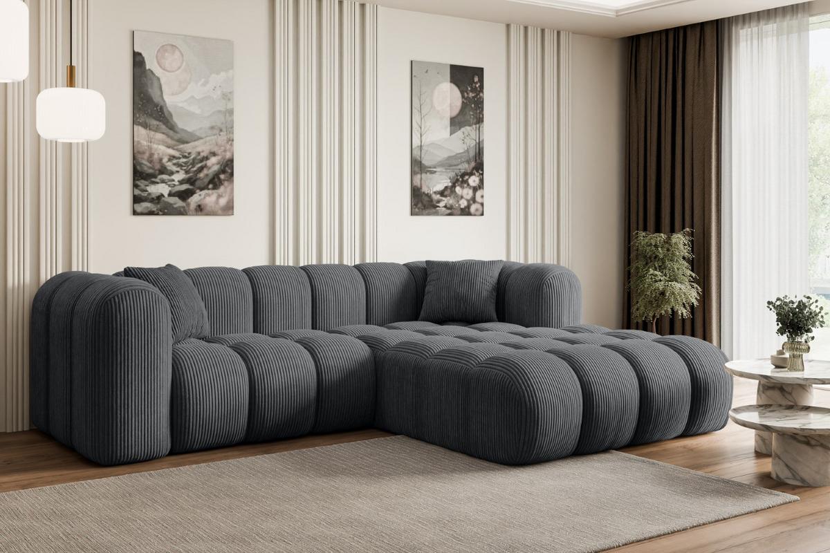 ECKSOFA Ottomane Rechts OLEA-L1 - 231x173x74 cm Dunkelgrau - Dunkelgrau/Schwarz, Holzwerkstoff/Kunststoff (231/173cm) - ALTDECOR