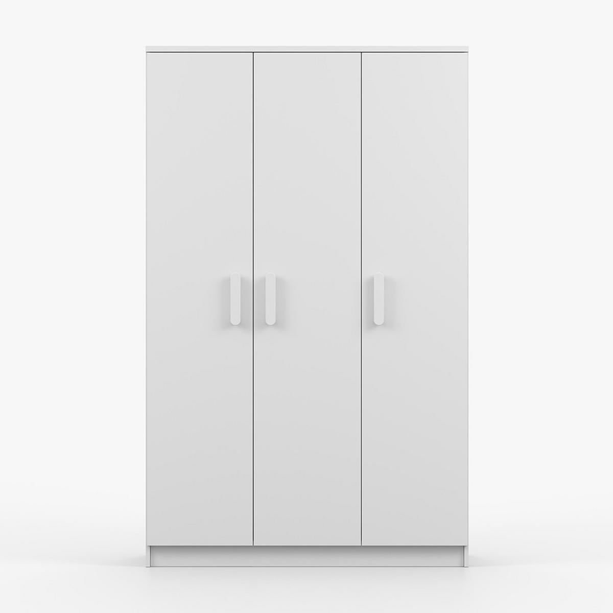 KLEIDERSCHRANK Jonas I 2D 19, 120/192/50, 3-türig, weiß - Weiß, Holzwerkstoff (120/194/50cm) - imoebel24