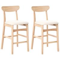 BARSTUHL 2er-Set Holz Hellbraun/Hellbeige Doyle - Beige, Holz (44/93/52cm) - Beliani