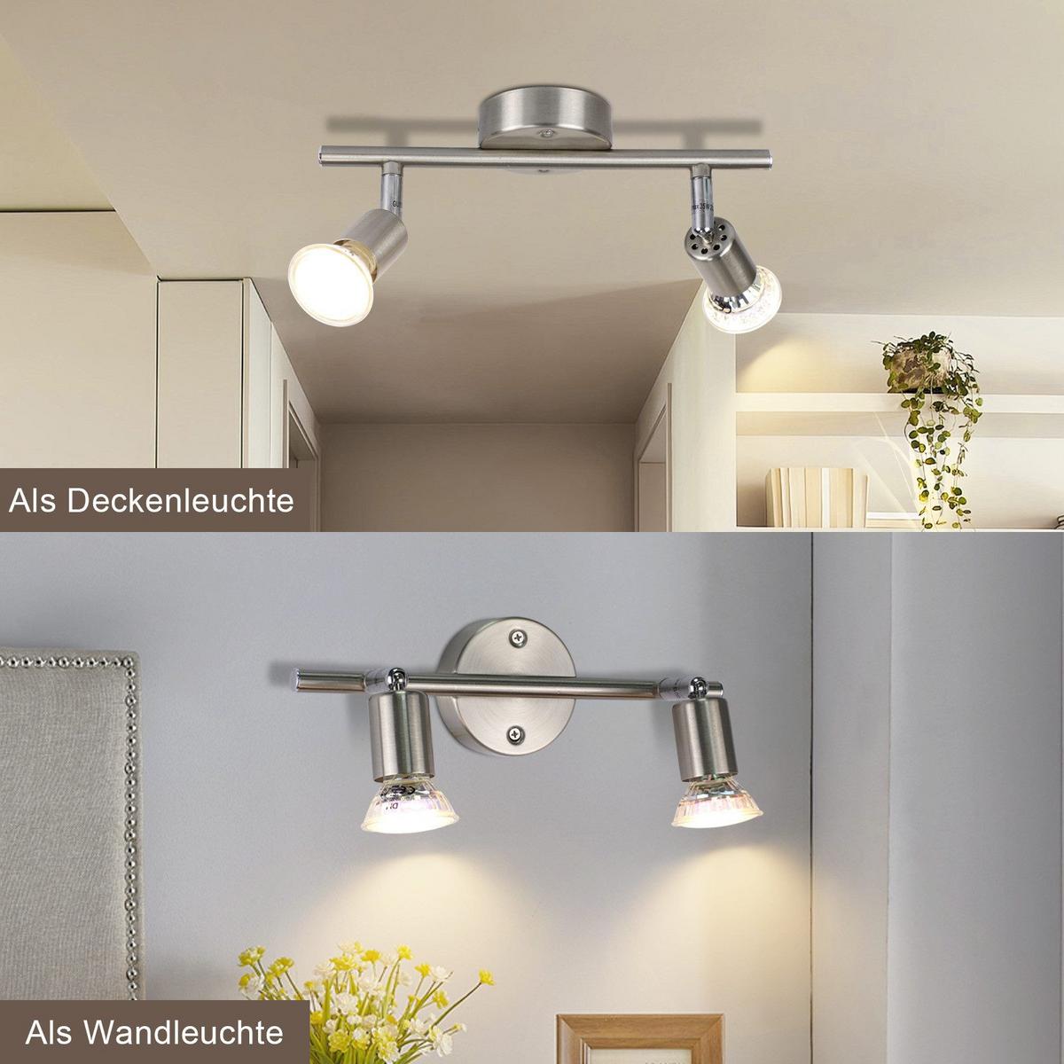 DECKENSTRAHLER Leeder 2-flammig 26/15/8cm - Silberfarben, Metall (26/15/8cm) - Nettlife