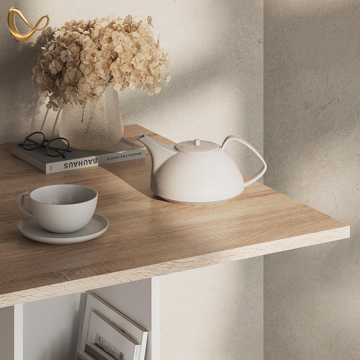 BARTISCH Regusa Weiß/Sonoma 75 x 75 cm - Weiß/Sonoma Eiche, Holzwerkstoff (75/75/106cm) - Livinity®