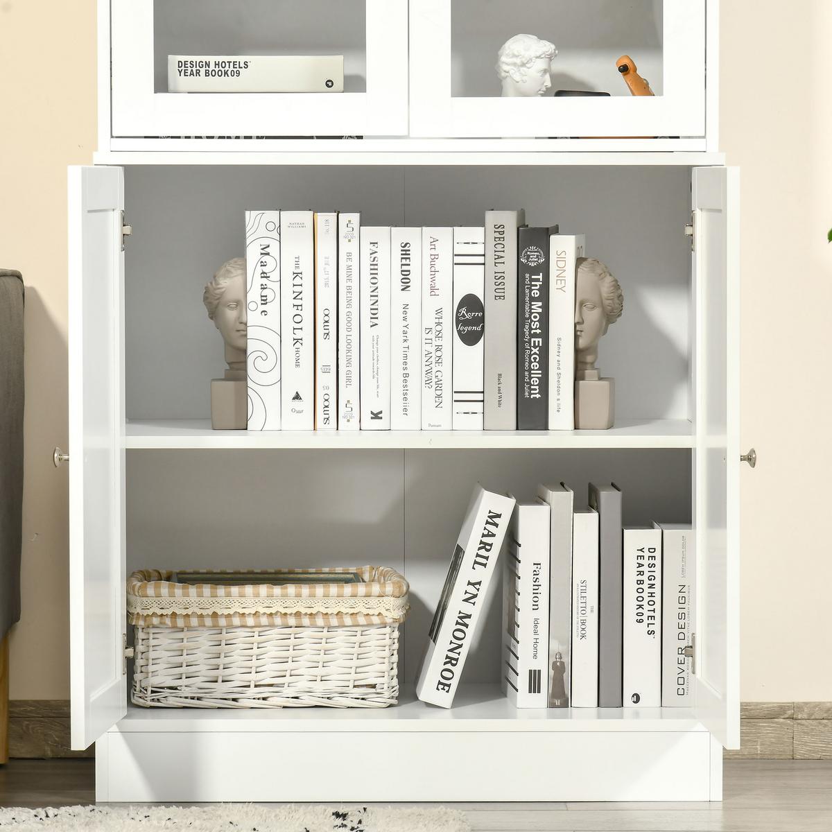 BÜCHERREGAL mit 4 Fächer 76Lx40Bx178,5Hcm, weiß - Weiß, Metall (40/178.5/76cm) - HOMCOM