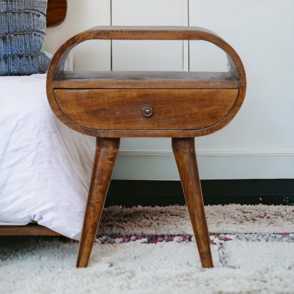 NACHTTISCH LUNA - Kastanienfarben/Messingfarben, Holz/Metall (45/54/35cm) - Artisan Furniture