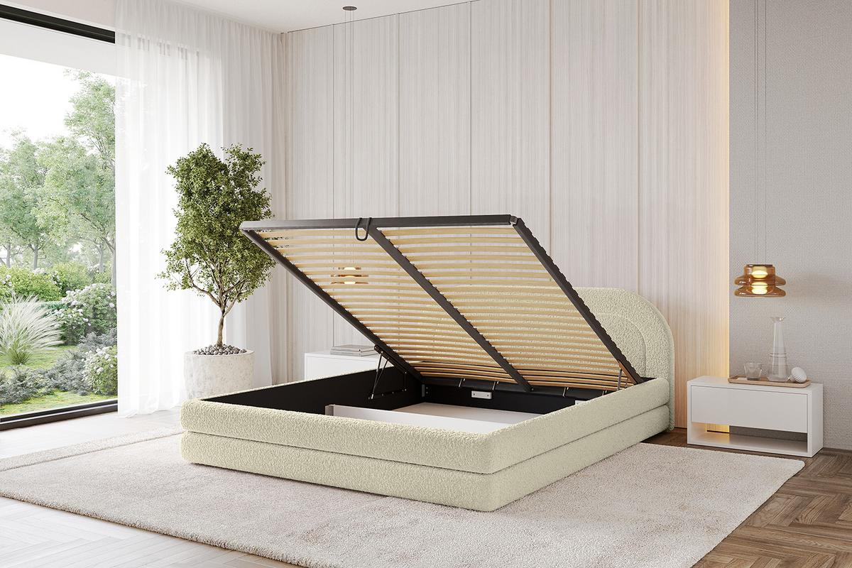 POLSTERBETT mit Bettkasten und Lattenrost, Bett mit Matratze H3/H4 - LERIS-v1 180x200 Beige - Taupe, Holzwerkstoff/Textil (180/200cm) - ALTDECOR