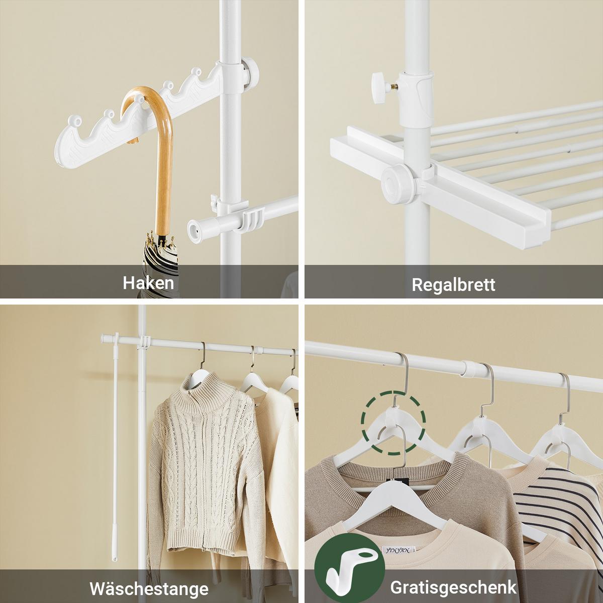 TELESKOP GARDEROBEN SYSTEM Weiß - Weiß, Kunststoff (198/285/1cm) - SoBuy