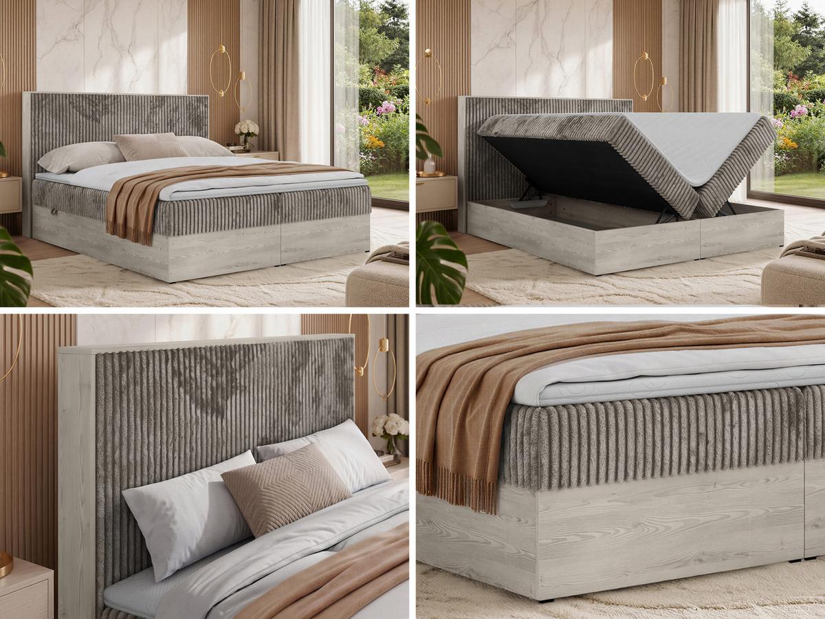 BOXBETT NORDIC 200/200 - Hellbraun Cord - Topper Visco - H3 - Hellbraun/Schwarz, Kunststoff/Textil (200/200cm) - MKS