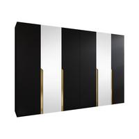 DREHTÜRENSCHRANK Mila II 300 - Goldfarben/Schwarz, Holzwerkstoff/Kunststoff (300/202/52cm) - MIRJAN24