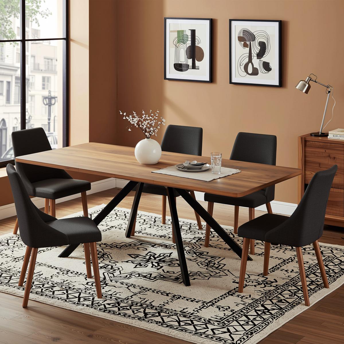 ESSTISCH AUSZIEHBARER 160-240 cm Walnuss & Metall – Moderner Esszimmertisch für 6-10 Personen mit Schwerlast-Auszug - Walnussfarben, Holzwerkstoff (90/240/74cm) - Urban Meuble