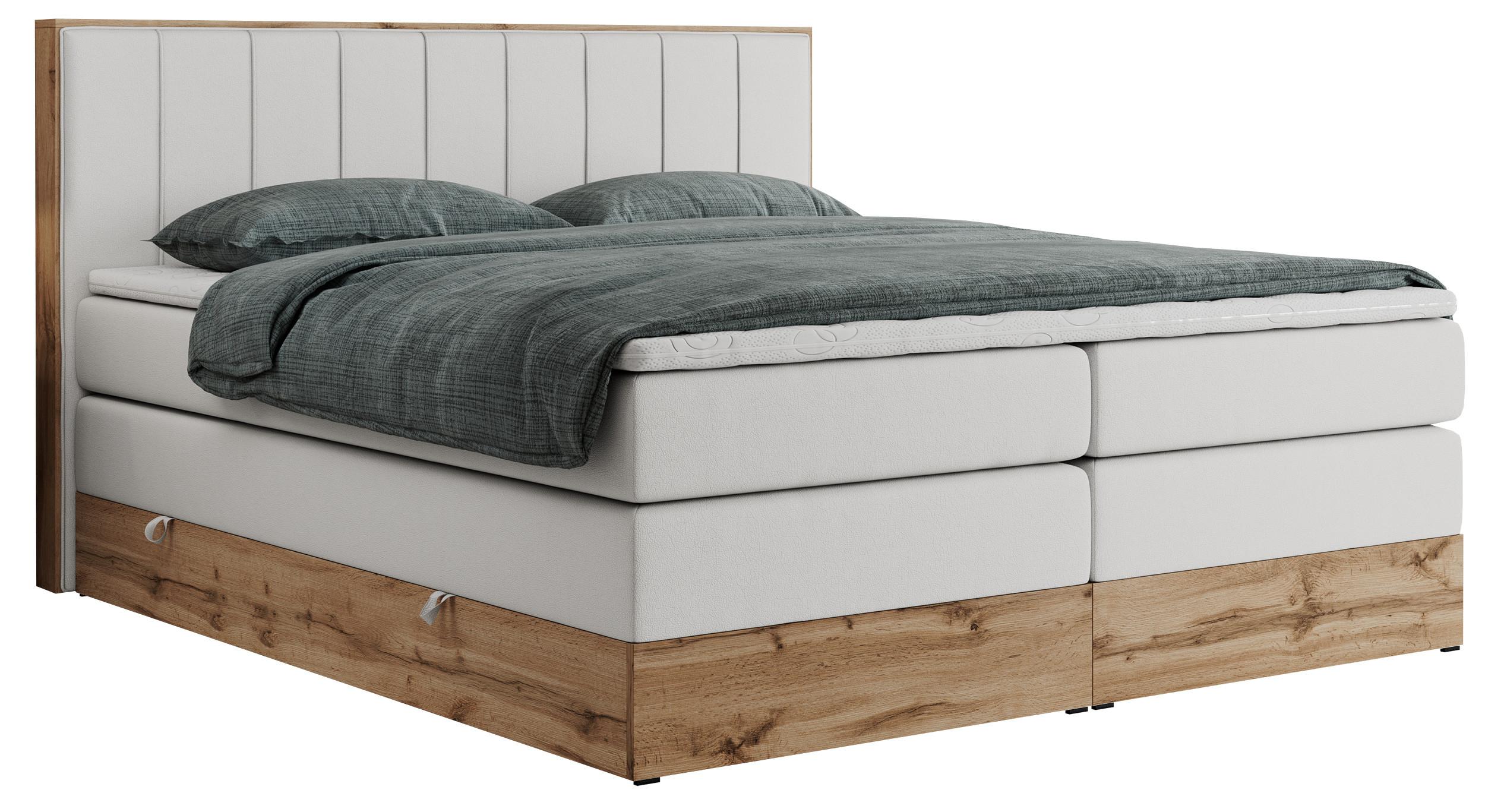 BOXSPRINGBETT BELLISSIMO KING 160/200 Weiß Kunstleder - H3 - Weiß, Holz/Textil (160/200cm) - MKS