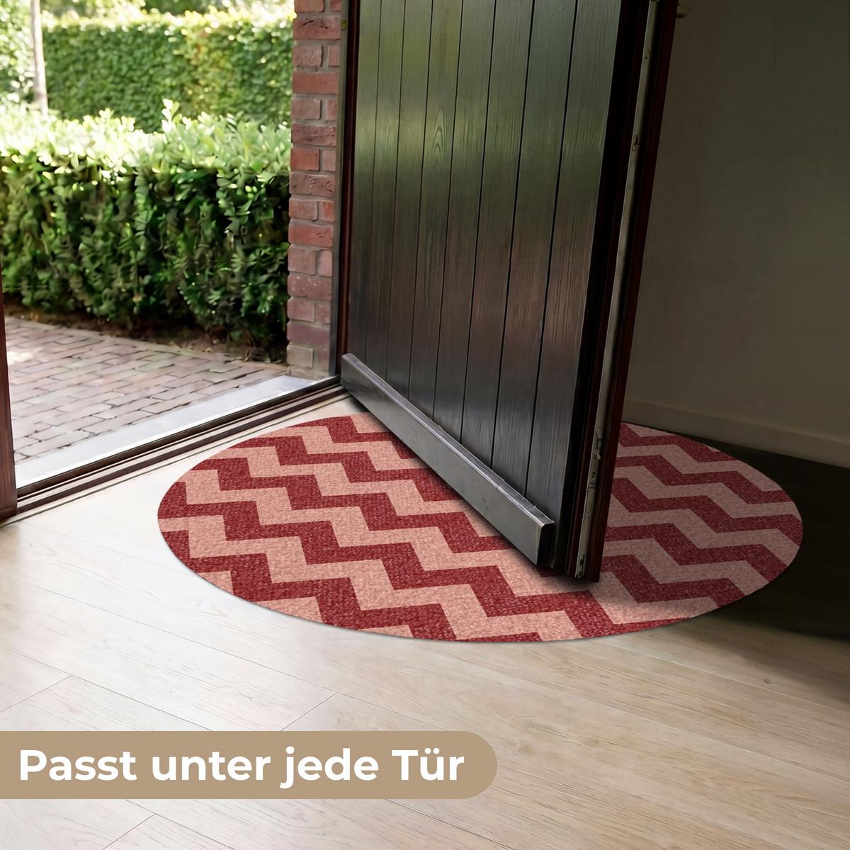 FUSSMATTE Zickzack - Streifen - Muster - Rot Schmutzfänger 90x90 cm - Bordeaux, Kunststoff (90/0.4cm) - MuchoWow