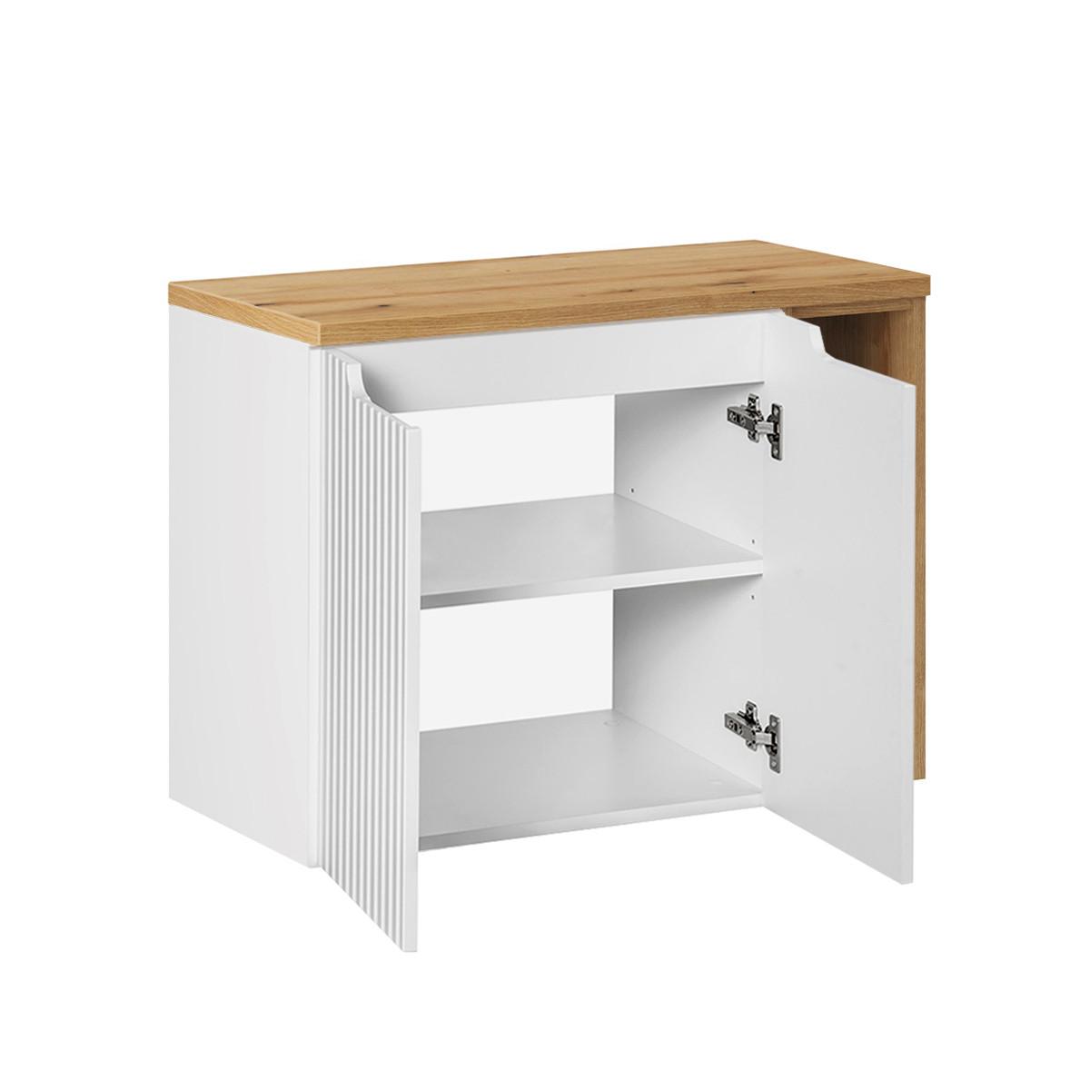 BADMÖBEL 80.4cm Riva 2er-Set Weiß und Holz - Weiß, Holzwerkstoff (80.4/59.5/40cm) - Petits-meubles