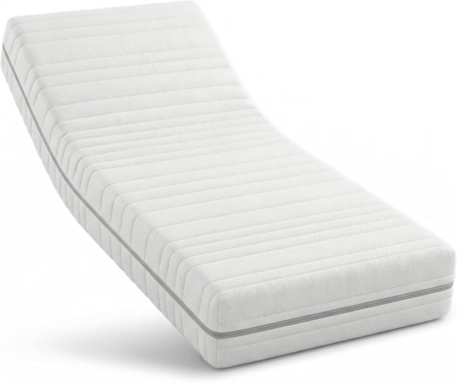 KALTSCHAUMMATRATZE 90x200 cm 25 cm hoch 7 Zonen H2 H3 ergonomisch orthopaedisch atmungsaktiv - Weiß, Textil (90/200cm) - Schlaftroll
