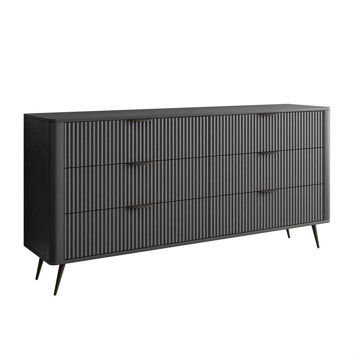 SIDEBOARDS SCARLETT 6S MIT SCHUBLADEN SCHWARZ - Schwarz, Holzwerkstoff (163/81/38cm) - Lookway