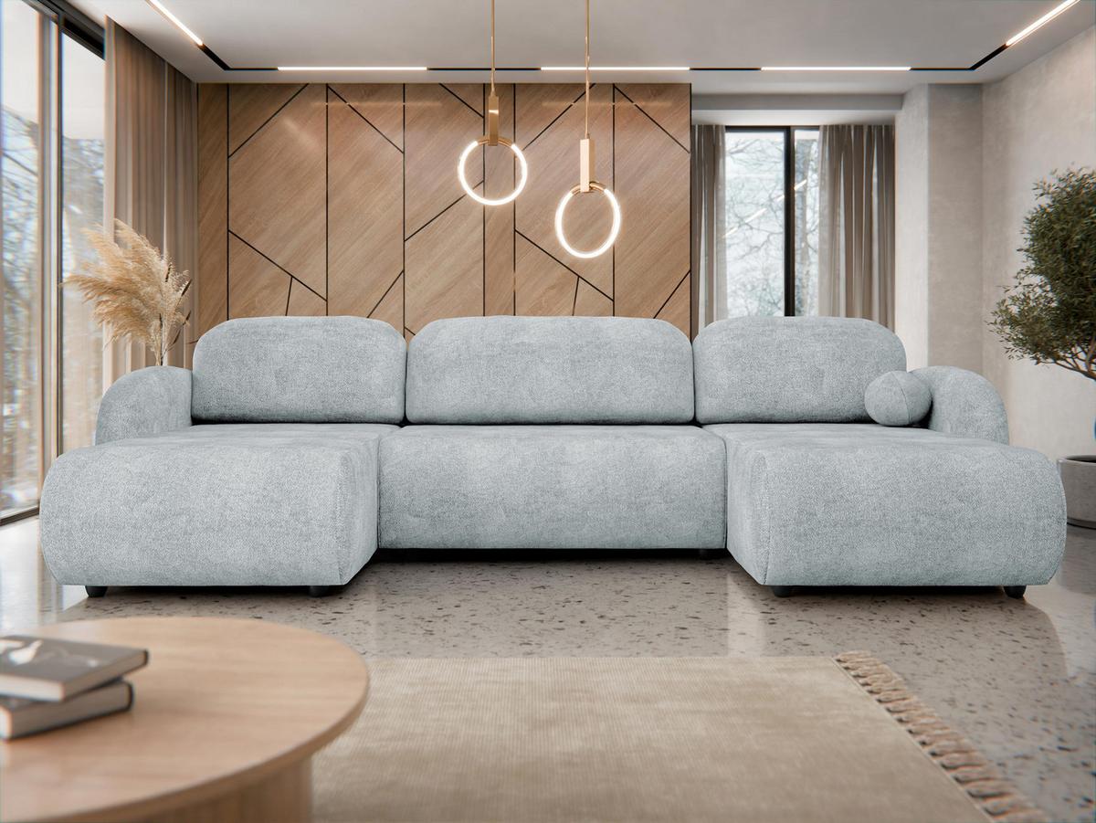WOHNLANDSCHAFT Dream U - Hellgrau/Schwarz, Holz/Kunststoff (318/88/160cm) - MIRJAN24