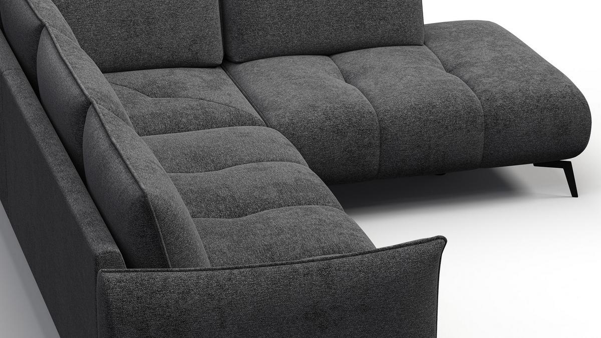 ECKSOFA AERA 5-Sitzer rechts, dunkelgrau - Dunkelgrau/Schwarz, Holz/Textil (268/206cm) - Wozimo