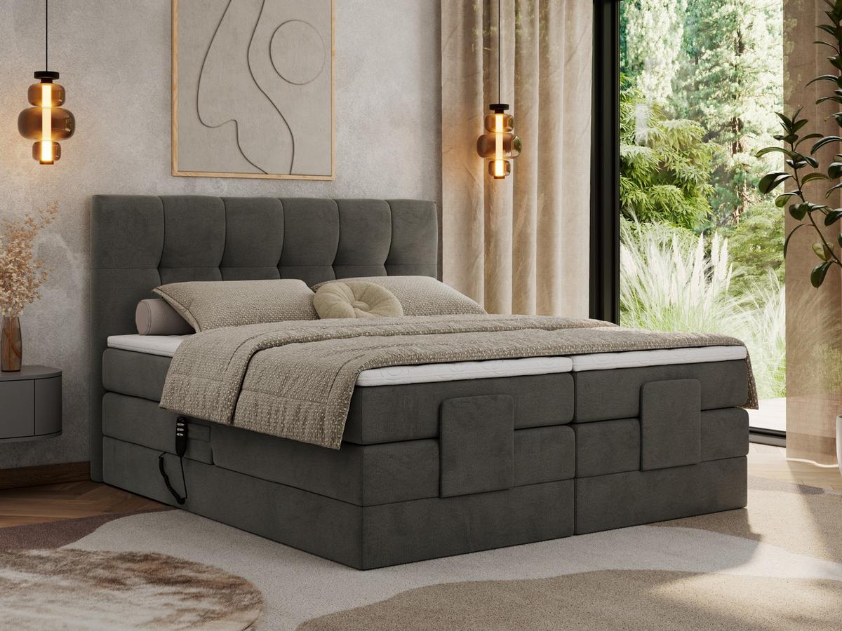 BOXBETT VITTORIA 200/200 - Dunkelgrau Velvet - H3 - Dunkelgrau, Holz/Textil (200/200cm) - MKS