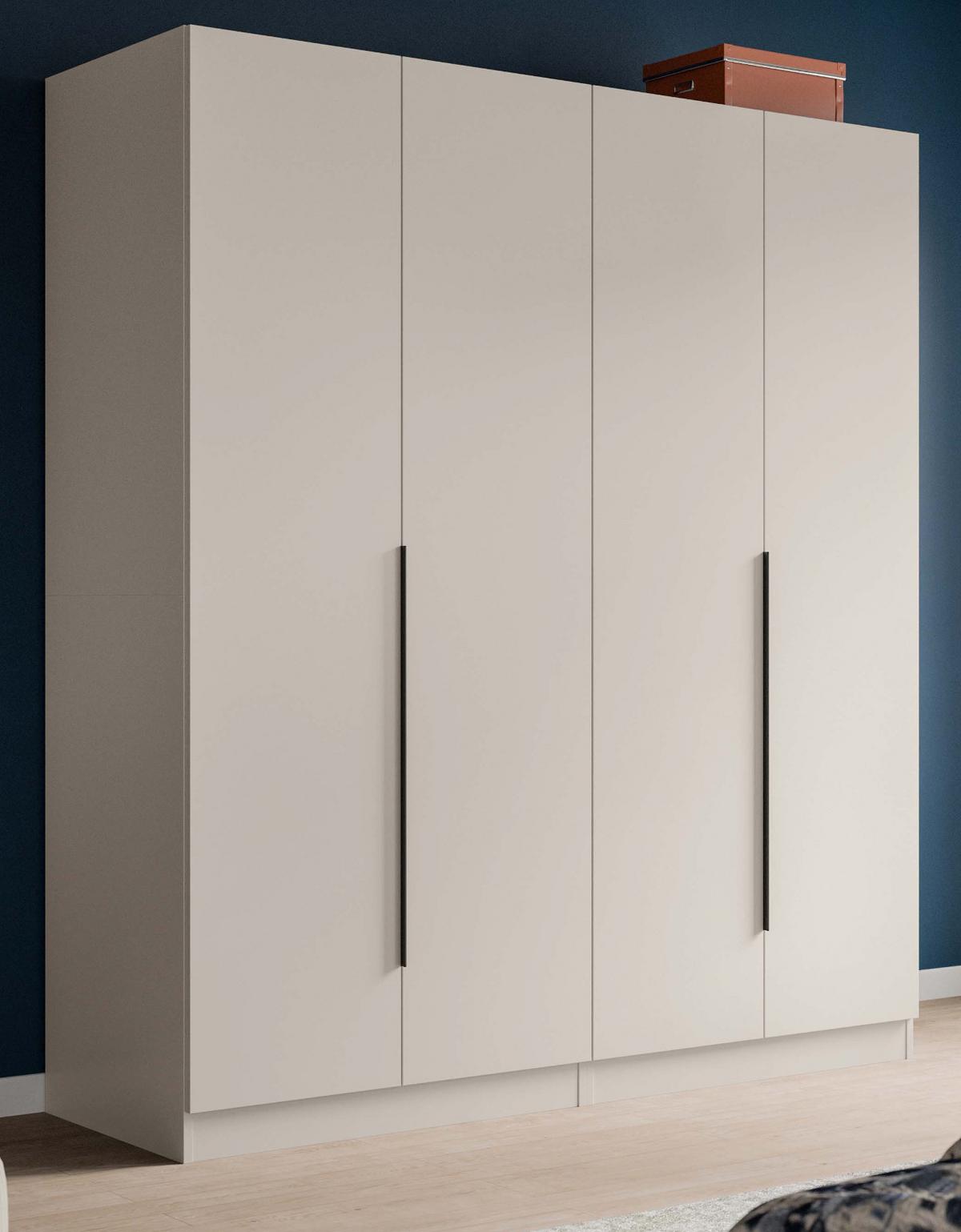 KLEIDERSCHRANK kaschmir 160 x 181 cm, Drehtürenschrank 4-türig - Kaschmir/Schwarz, Holzwerkstoff/Kunststoff (160/181/52cm) - Inn.Furn