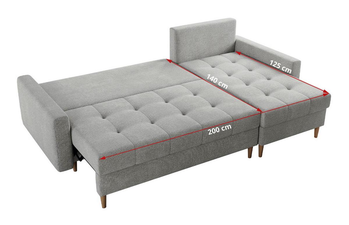 ECKSOFA Colin Struktur Hellgrau - Hellgrau/Braun, Holz/Textil (220/140cm) - MKS