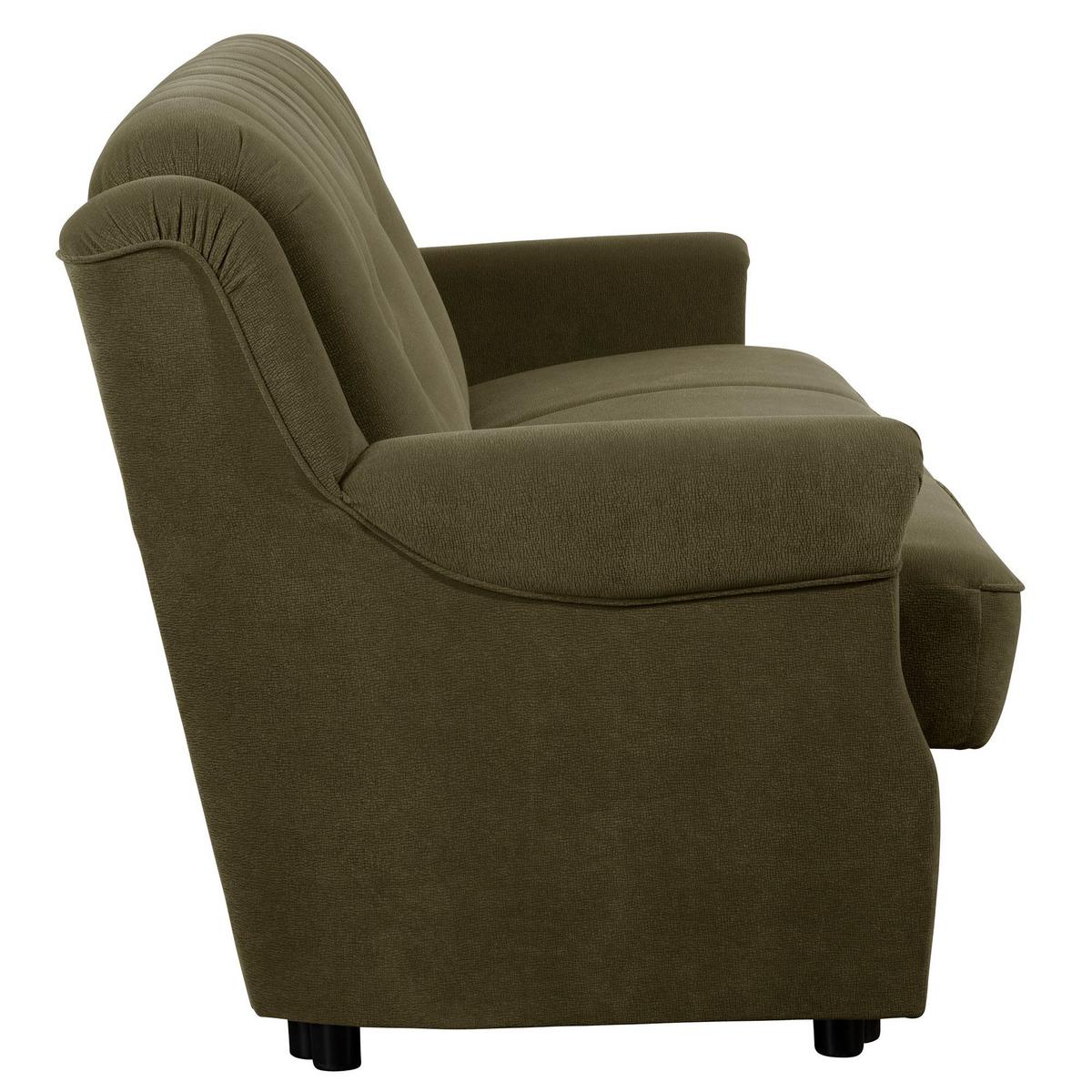 SOFA 3-Sitzer mit Bettfunktion Kaylyn Flockstoff grün - Grün, Kunststoff (207/89/83cm) - 58aufmkessel