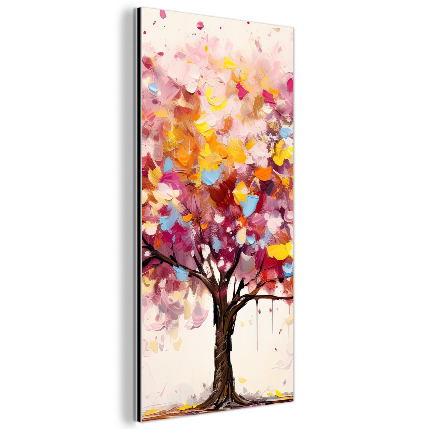 METALLBILD Aquarell - Baum - Kunst - Abstrakt 40x80 cm - Multicolor, Metall (40/80cm) - MuchoWow
