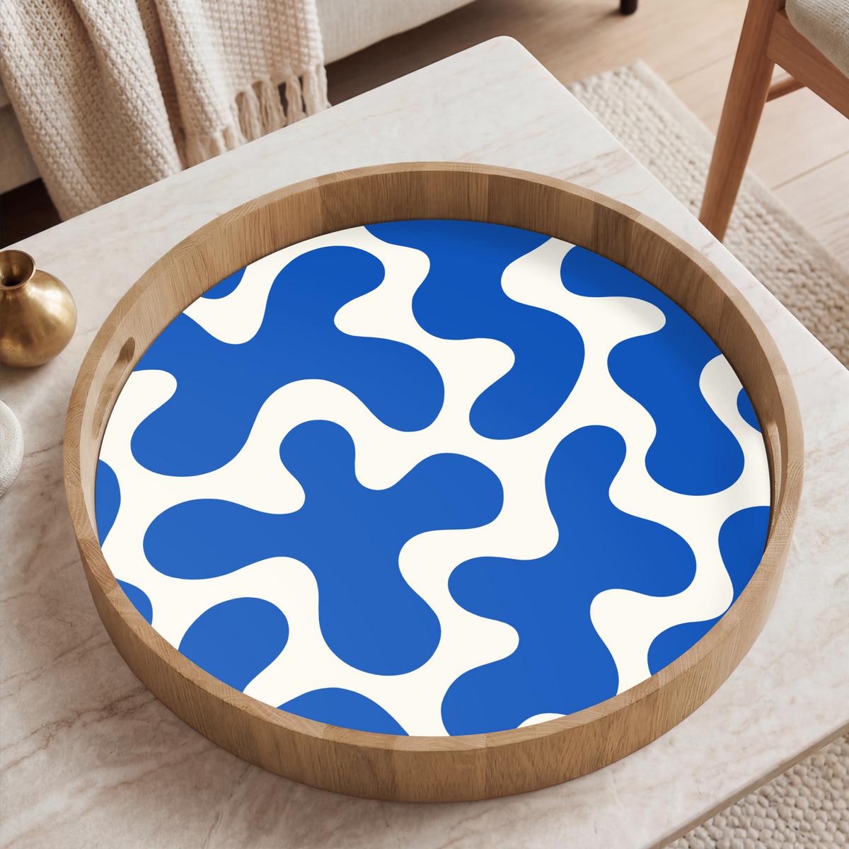 TABLETT Formen - Abstrakt - Blau - Wellen 50x50 cm - Blau, Holz (50/5/5cm) - OnlyWow