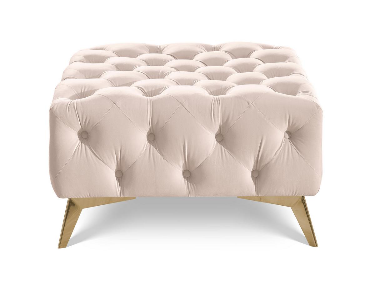 HOCKER Chesterfield Whitby Beige Samt mit goldenen Füßen - Beige/Goldfarben, Holz/Textil (80/45/80cm) - S-Style Möbel