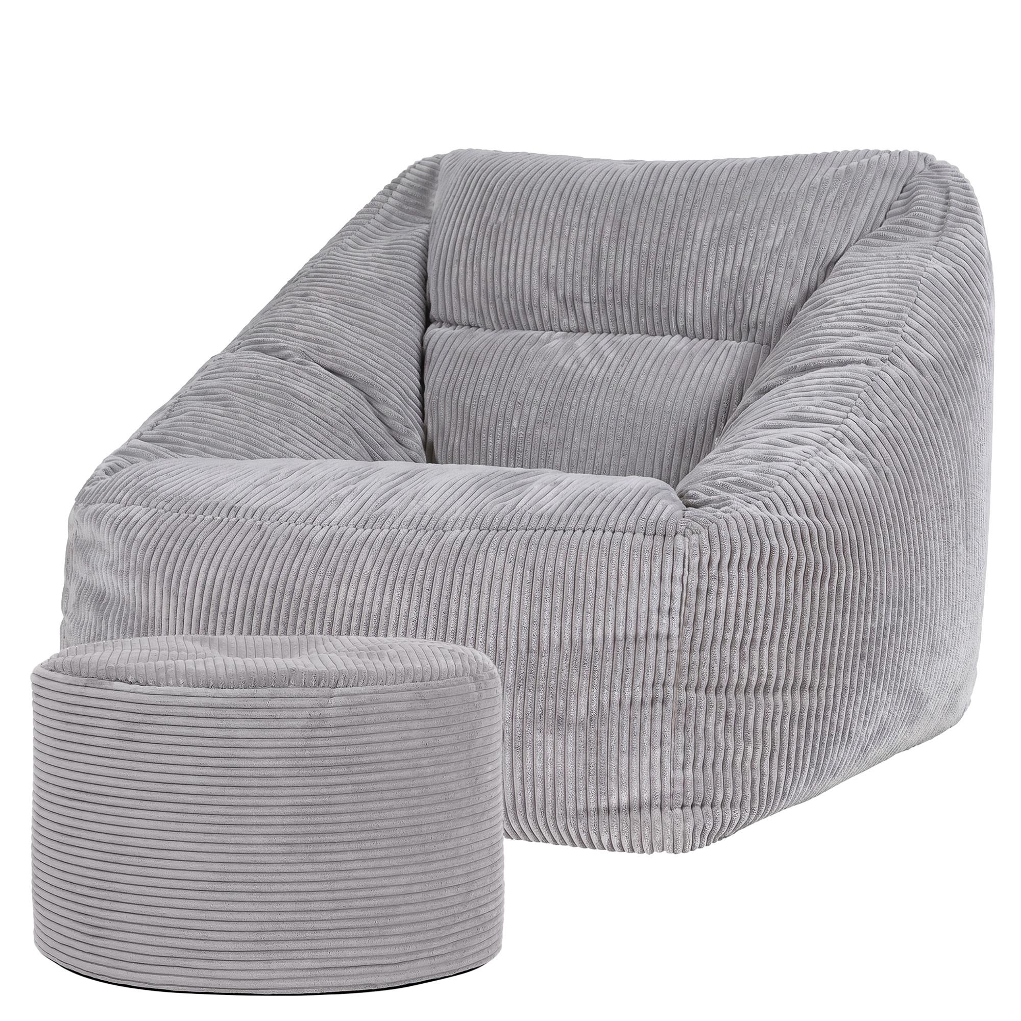 SITZSACK Sessel Natalia mit Sitzpouf - Hellgrau, Textil (97/73/84cm) - icon