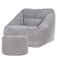 SITZSACK Sessel Natalia mit Sitzpouf - Hellgrau, Textil (97/73/84cm) - icon