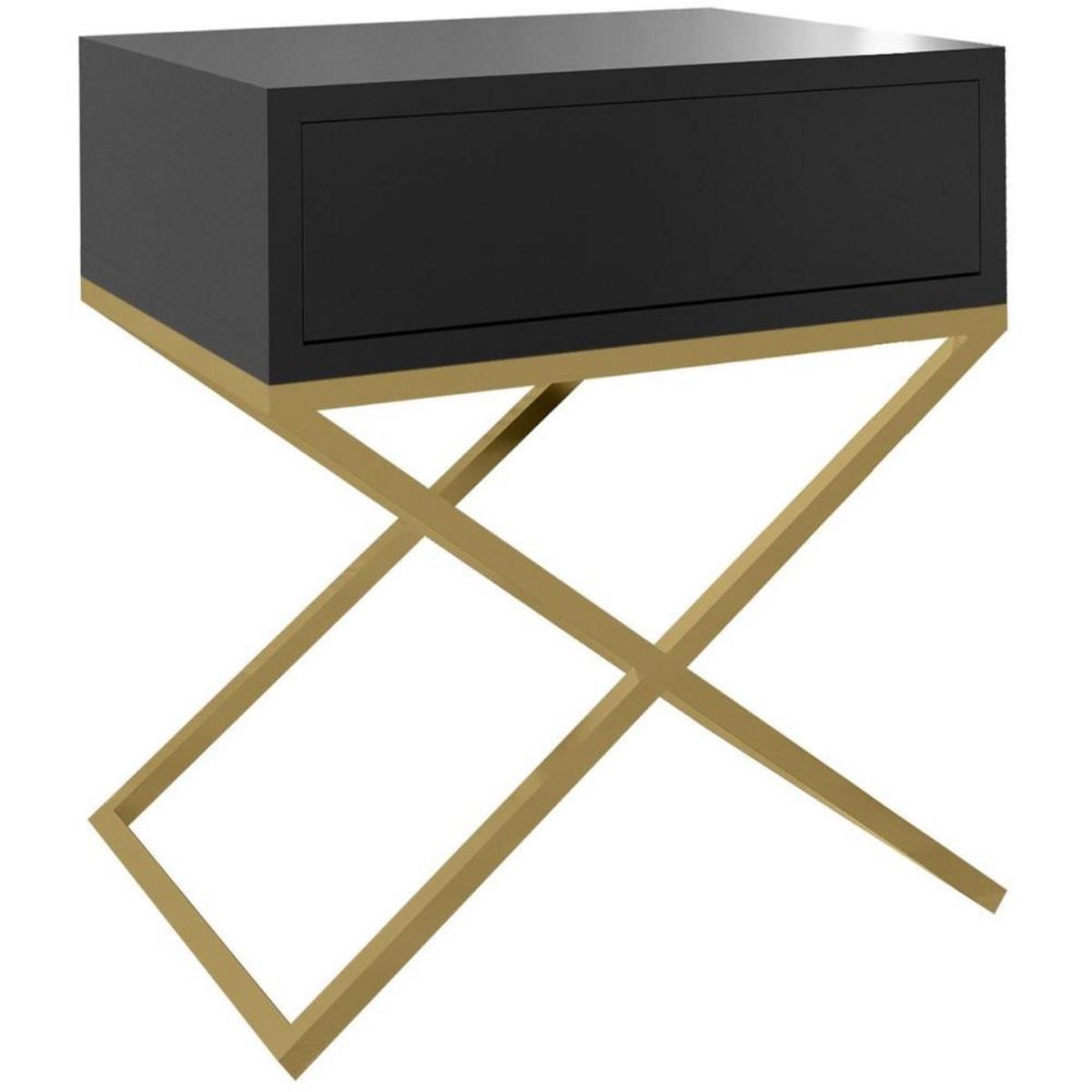 NACHTSCHRANK Max 45/50/35 schwarz - Goldfarben/Schwarz, Holzwerkstoff/Metall (45/50/35cm) - Beautysofa