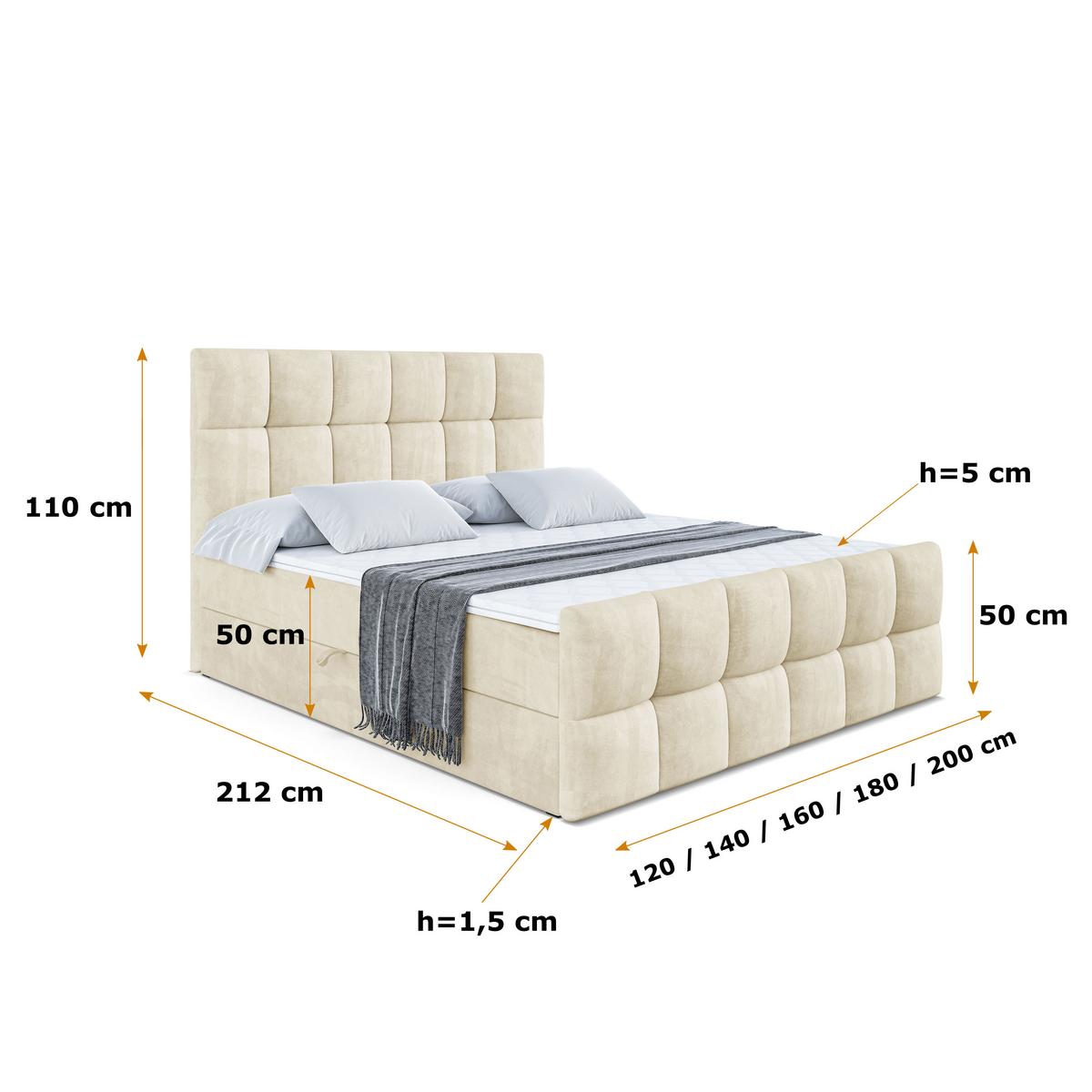 BOXBETT RICAR-Z - 120 x 200 - H3 - Beige - Beige, Holzwerkstoff (120/200cm) - ALTDECOR