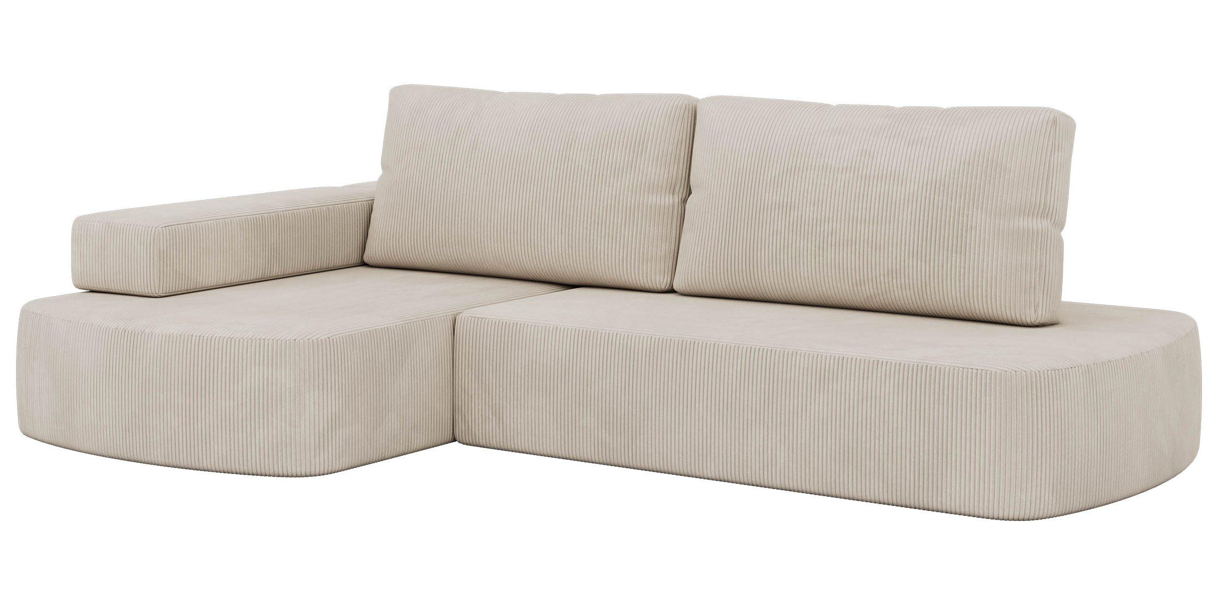 ECKSOFA LIRENA L Cord Creme - Links - Creme, Textil (160/260cm) - MKS