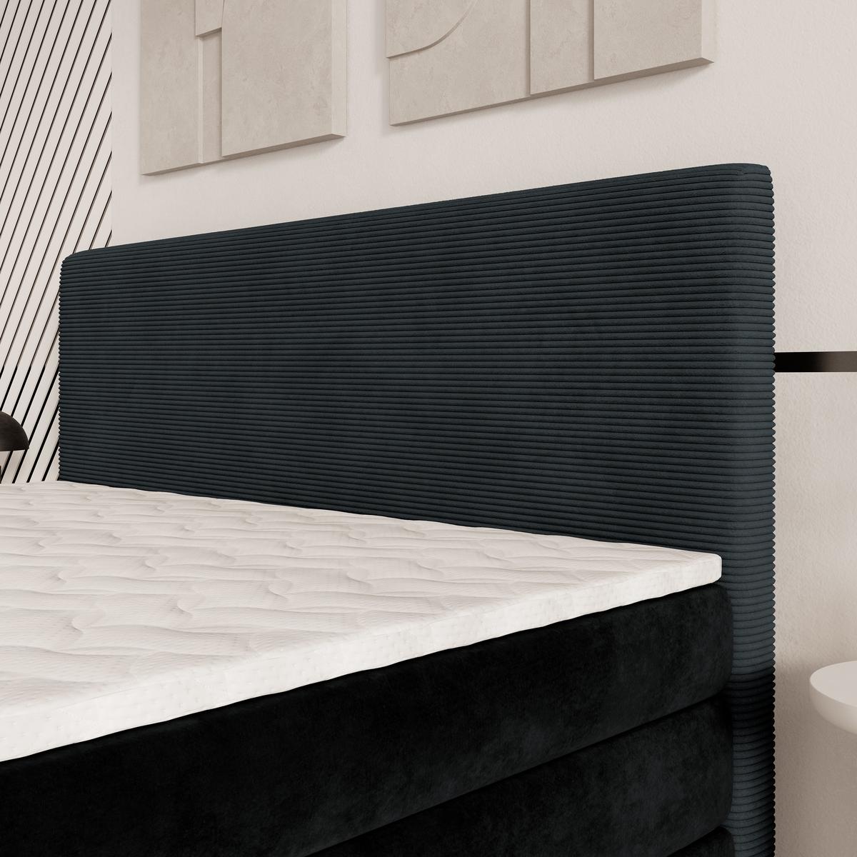 BOXSPRINGBETT MATERN 160x200 cm mit Matratze und Topper - Schwarz - Schwarz, Holz (160/200cm) - MASSENO