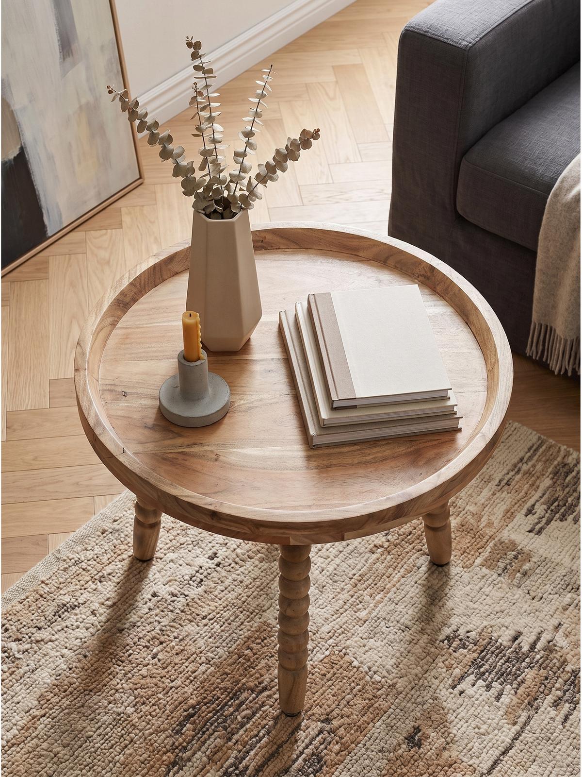 COUCHTISCH MORAVA, Akazie Massivholz, Ø 60 x 40 cm - Braun/Akaziefarben, Akazienholz/Holz (60/60/40cm) - KADIMA DESIGN