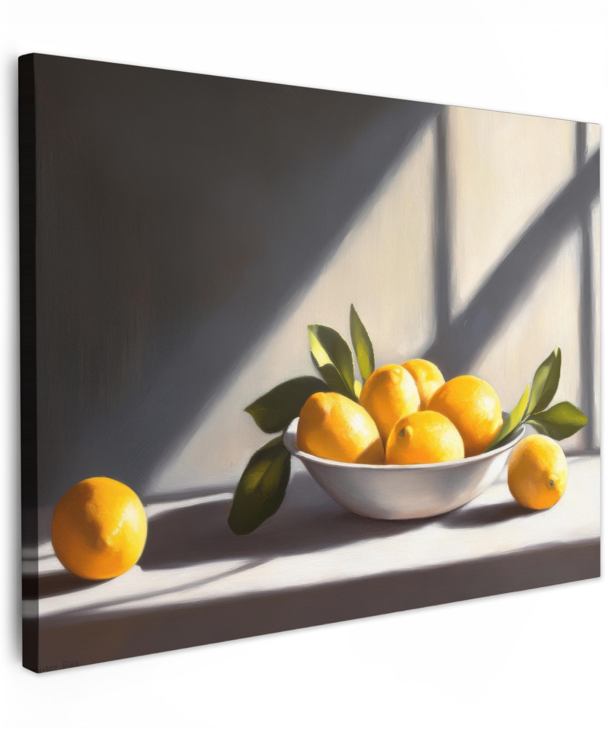 LEINWANDBILD Zitronen - Stilleben - Gelb Wandbild 40x30 cm - Gelb, Textil (40/30cm) - MuchoWow