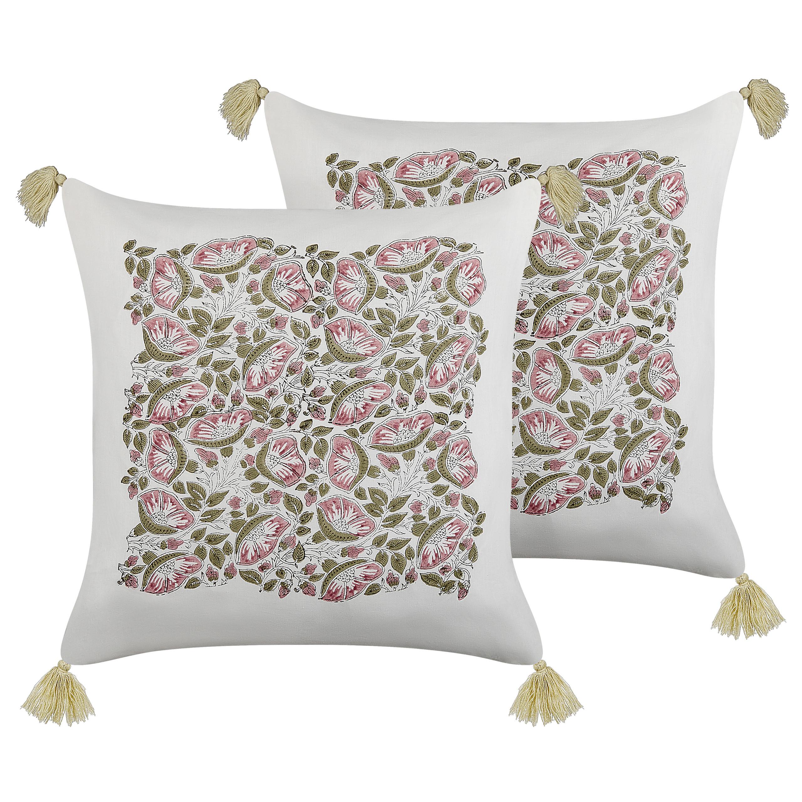 DEKOKISSEN 2er-Set Bunt 45/45 cm Carissa - Multicolor, Naturmaterialien/Textil (45/45cm) - Beliani