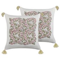 DEKOKISSEN 2er-Set Bunt 45/45 cm Carissa - Multicolor, Naturmaterialien/Textil (45/45cm) - Beliani