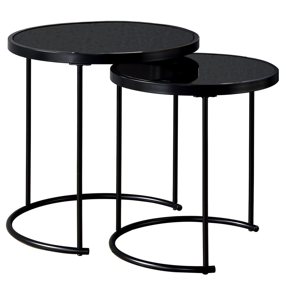 COUCHTISCHSET LEYRE 2er Set schwarz - Schwarz, Glas (50/50/50cm) - IDIMEX