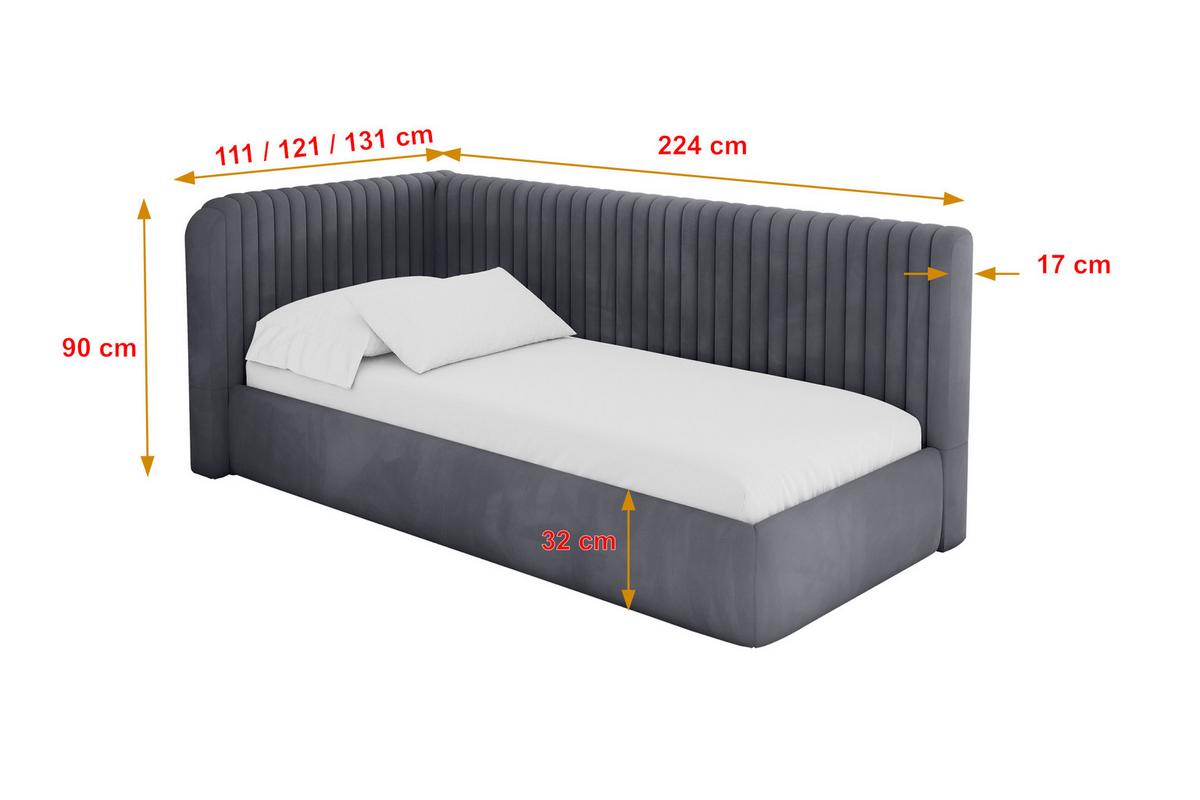 EINZELLBETT Jugendbett mit Bettkasten, Rechts - AURY 100x200 Dunkelgrau - Titanfarben, Holzwerkstoff/Textil (100/200cm) - ALTDECOR