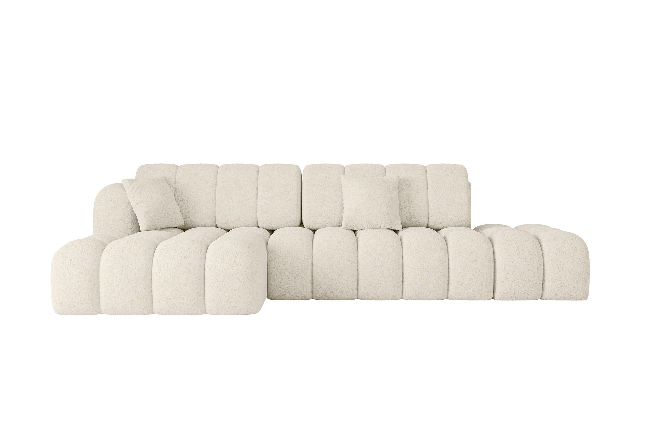 ECKSOFA mit Schlaffunktion Ottomane Links OLEA-L2 321x164x75 Creme Tissu - Creme/Schwarz, Holzwerkstoff/Kunststoff (321/164cm) - ALTDECOR