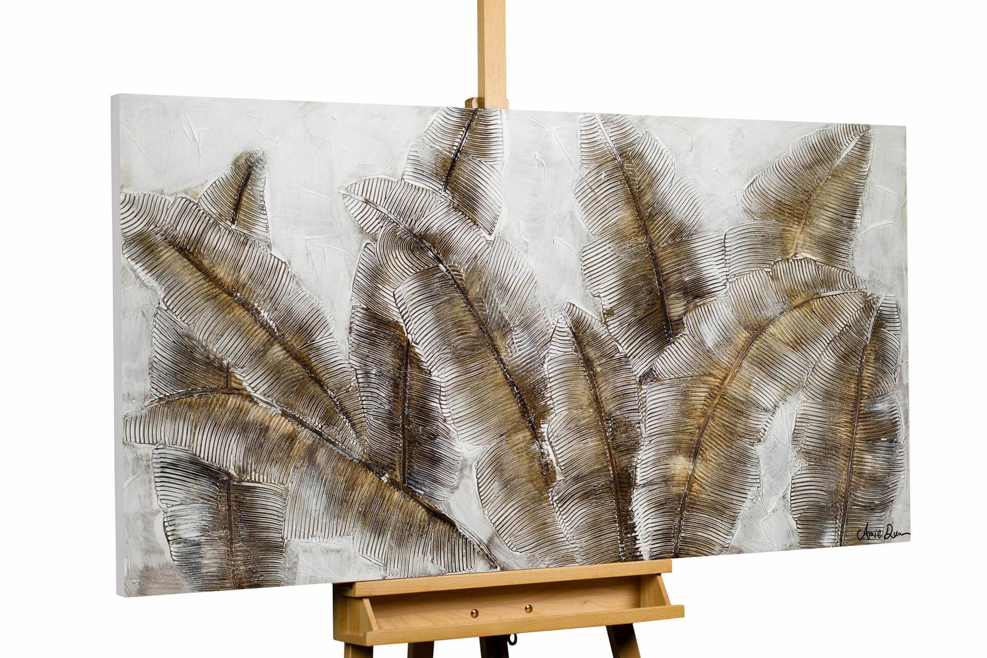ACRYLBILD HANDGEMALT 120/60 cm - Weiß/Braun, Holz/Textil (120/60cm) - KUNSTLOFT