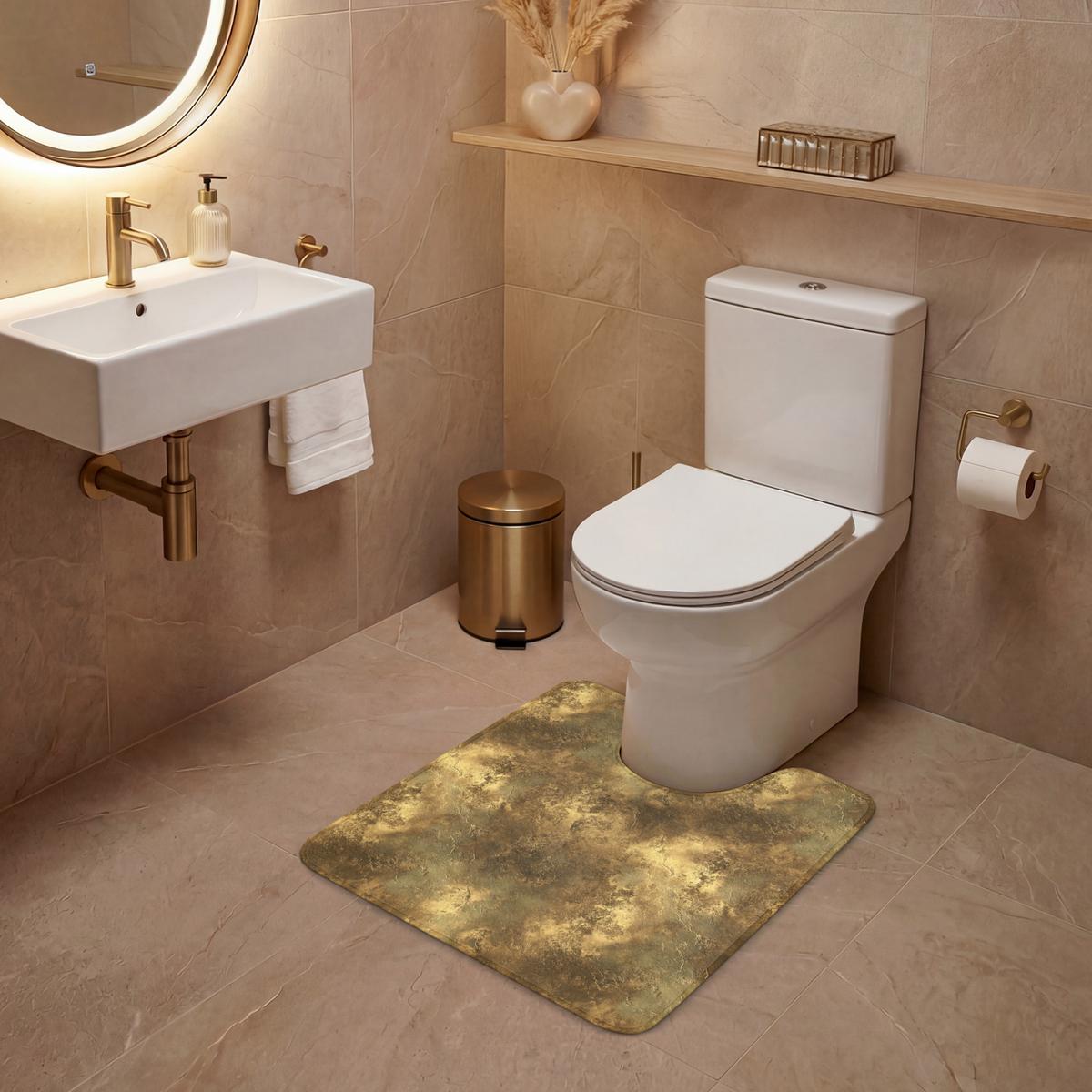 WC-VORLEGER Antik - Metallic-Look - Gold Toilettenvorleger 55x60 cm - Goldfarben, Textil (55/1cm) - OnlyWow