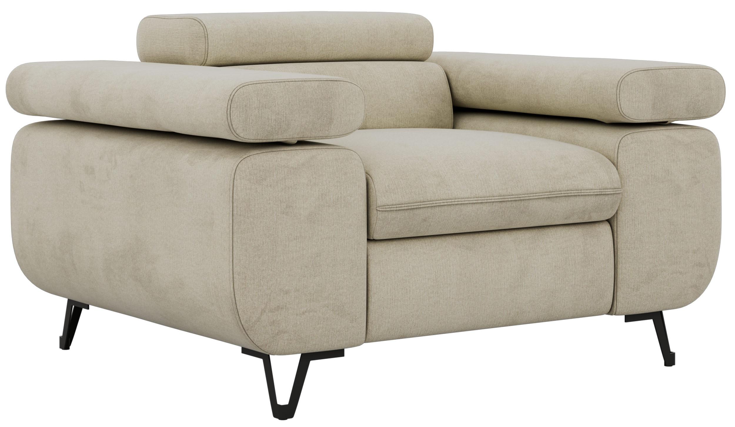 SESSEL PETER 1 - Beige Velvet - Beige/Schwarz, Textil/Metall (126/76/99cm) - MKS