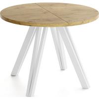 ESSTISCH Ravero runder ausziehbarer, Eiche Hell Braun 100-140/100/77 cm - Eichefarben/Weiß, Holz/Holzwerkstoff (100/140/76.5cm) - WFL GROUP