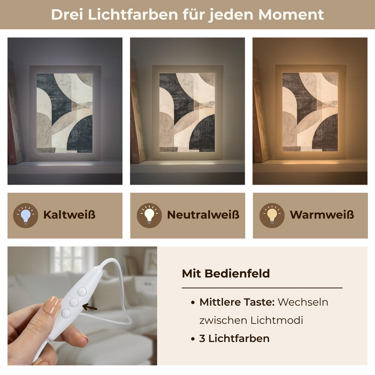 WANDLEUCHTE Abstrakt - Formen - Modern - Beige 15x20 cm - Grau, Holzwerkstoff (15/20/8cm) - OnlyWow