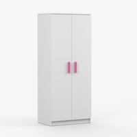 DREHTÜRENSCHRANK 80/192/50 cm 2-türig Jonas I 06 Weiß /Weiß + rosa Griffe - Weiß/Rosa, Holz/Holzwerkstoff (80/192/50cm) - imoebel24