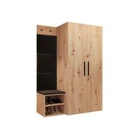 GARDEROBEN-SET Medi IV - Schwarz/Braun, Holzwerkstoff/Kunststoff (80/191/50cm) - MIRJAN24