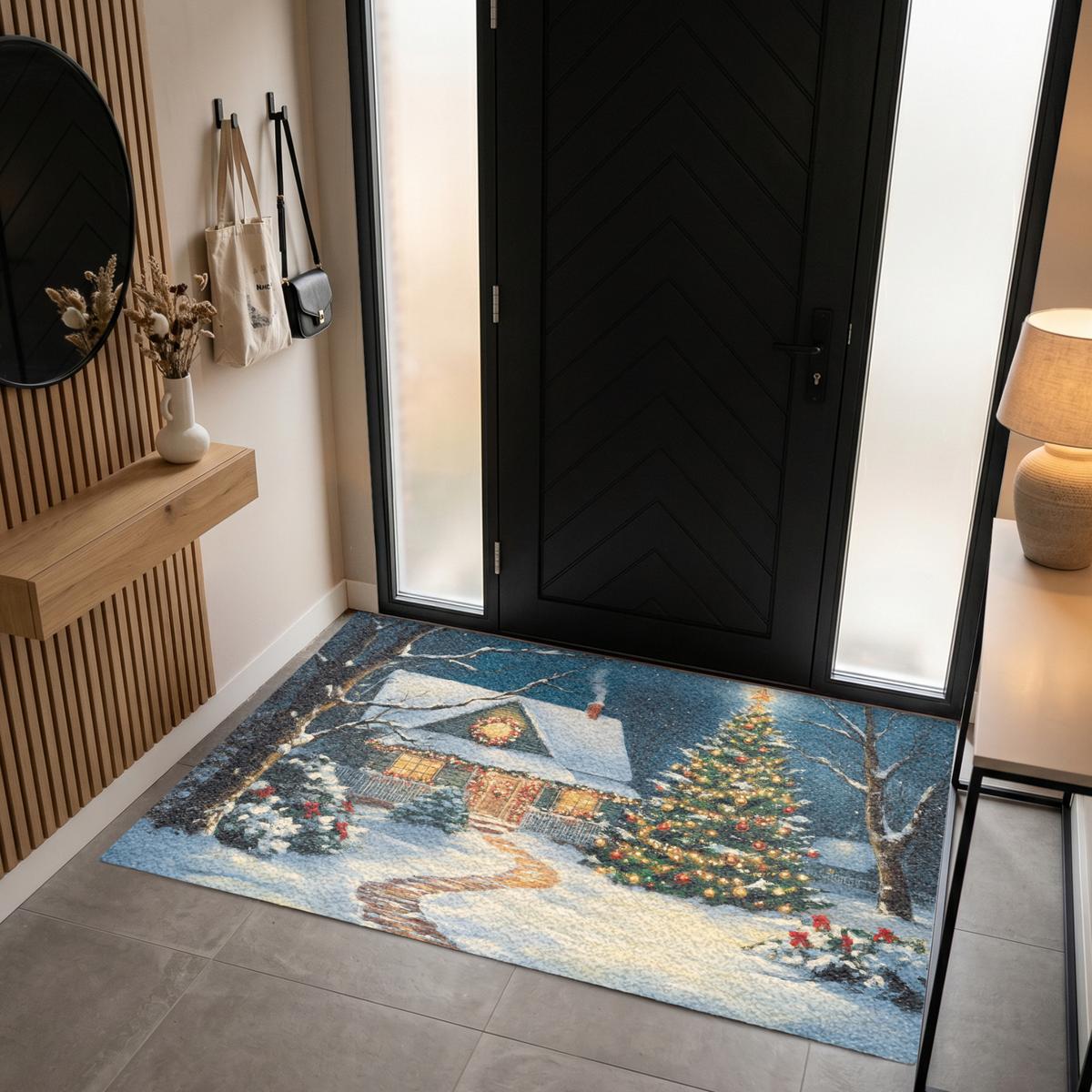 FUSSMATTE Weihnachten - Weihnachtsbaum - Winter - Zuhause - Schnee Schmutzfänger 180x120 cm - Multicolor, Kunststoff (180/0.4cm) - MuchoWow