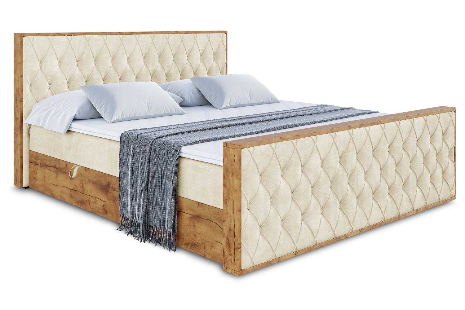 BOXBETT mit Matratze H3 und Lattenrost - LOLLI5-Z - 180x200 - Beige Monolith - Beige, Holzwerkstoff (180/200cm) - ALTDECOR
