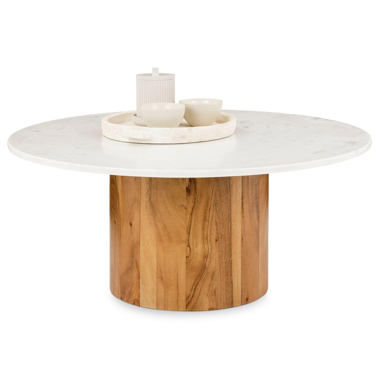 COUCHTISCH GANGA weiß/natur - Weiß/Naturfarben, Holz/Naturmaterialen (80/80/35cm) - IDIMEX